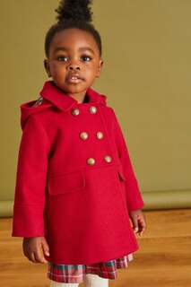 Пальто в стиле милитари из смесовой шерсти Next, красный
