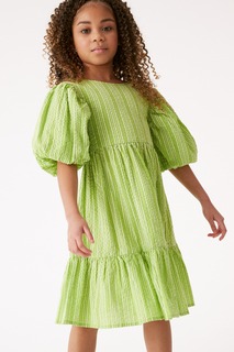 Платье в блестящую полоску с открытой спиной Next, зеленый
