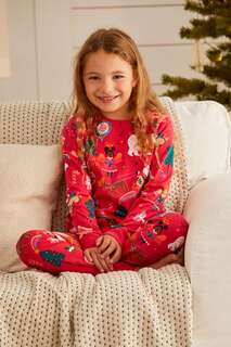 Пижама с длинными рукавами и рождественским принтом Next, красный