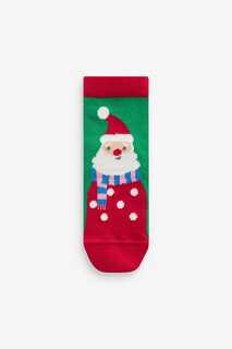 Набор из 5 пар хлопковых носков до щиколотки Character Christmas Next, зеленый