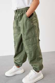 Широкие брюки-карго с манжетами Next, зеленый
