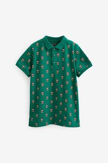 Рубашка-поло с короткими рукавами и принтом Next, зеленый