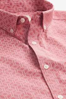 Рубашка-оксфорд стрейч с короткими рукавами и принтом Next, розовый