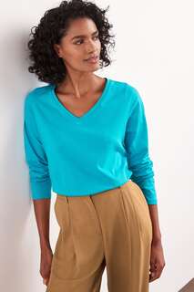 Блуза с длинными рукавами и V-образным вырезом Next, синий