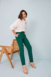 Элегантные брюки с зауженным кроем и элегантным поясом Next, зеленый