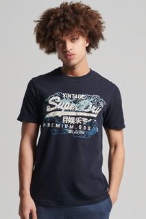 Футболка колледжа с винтажным логотипом Superdry, синий