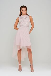 Розовое асимметричное платье с декором Amelia Rose, розовый