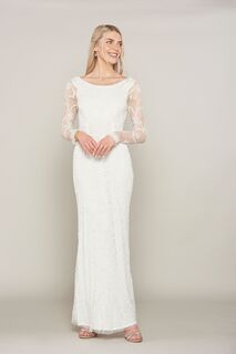 Белое платье макси с богатым декором и длинными рукавами Amelia Rose, белый