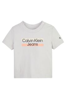 Серая футболка Hero для новорожденных с логотипом Calvin Klein Jeans, серый
