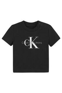 Черная футболка для новорожденных с логотипом Calvin Klein Jeans, черный