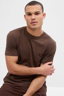 Мягкая футболка Everyday с короткими рукавами и круглым вырезом Gap, коричневый