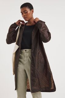 Коричневое длинное пальто Pac-a-mac с полосками под зебру JD Williams