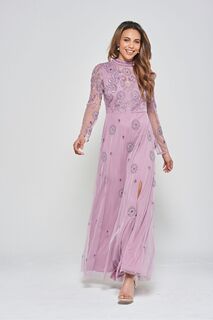 Фиолетовое платье макси с вышивкой Frock and Frill, фиолетовый