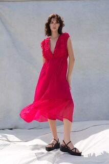 Летнее платье с V-образным вырезом из присборенной ткани Great Plains, розовый