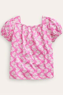 Блузка с принтом и декоративной отделкой Boden, розовый