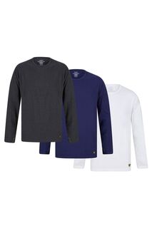 Комплект из 3 пар футболок с длинными рукавами белого синего черного цвета из коллекции домашней одежды White Blue &amp; Black Lyle &amp; Scott, синий