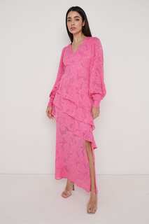 Жаккардовое платье макси Lois с перекрестием на спине Pretty Lavish, розовый