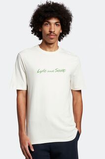 Кремовая футболка с вышивкой и надписью Lyle &amp; Scott, бежевый