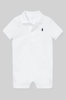 Детский комбинезон-поло с логотипом Polo Ralph Lauren, белый