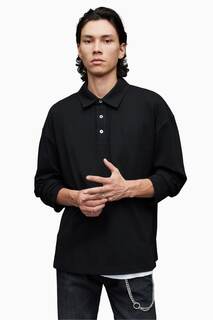 Черная футболка-поло AllSaints Lex с длинными рукавами All Saints, черный