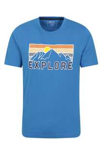 Мужская футболка Explore из натурального хлопка Mountain Warehouse, синий