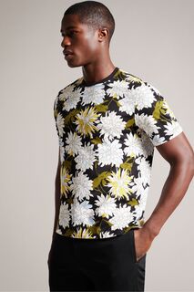 Кремовая футболка Florid обычного кроя с цветочным принтом Ted Baker, бежевый