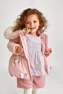 Розовое детское пальто с 3D-утеплителем и мотивом бабочки Monsoon, розовый