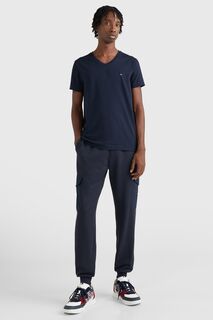 Футболка Core Stretch Slim Fit с V-образным вырезом Tommy Hilfiger, синий