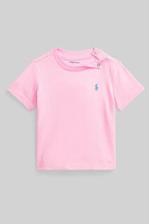 Детская футболка с хлопковым логотипом Polo Ralph Lauren, розовый
