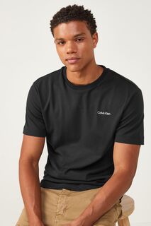 Черная футболка с логотипом Interlock Calvin Klein, черный