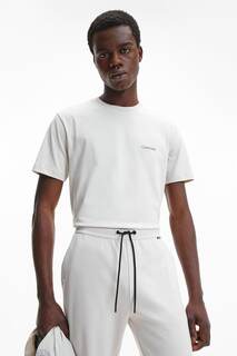 Хлопковая футболка кремового цвета с логотипом на груди Calvin Klein, бежевый