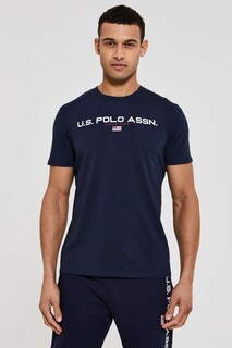 Темно-синяя футболка U.S. Polo Assn, синий