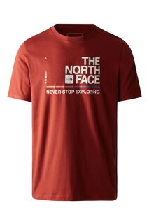 Футболка с графическим рисунком Never Stop Exploring спереди The North Face, коричневый