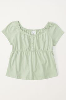 Зеленая блузка Babydoll Abercrombie &amp; Fitch, зеленый