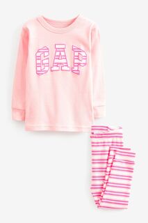 Пижама с длинными рукавами полосками и логотипом Gap, розовый