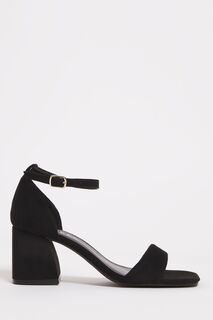 Черные минималистичные босоножки на блочном каблуке на очень широкую ногу Simply Be, черный