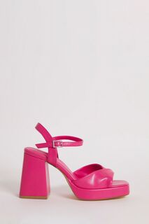 Розовые босоножки на высоком каблуке и платформе с перекрученной передней частью для широкой стопы Simply Be, розовый