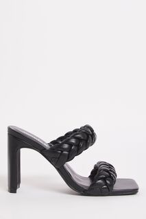 Черные плетеные босоножки Sandra на высоком каблуке для широкой стопы Simply Be, черный