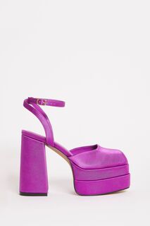 Пурпурно-розовые туфли на платформе с квадратными носами для очень широкой стопы Simply Be, розовый