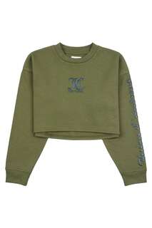 Зеленый короткий свитер с круглым вырезом Juicy Couture, зеленый