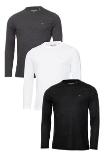 Набор из 3-х футболок с длинными рукавами разных цветов Calvin Klein, черный