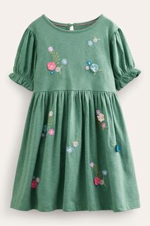 Платье из джерси с цветочной вышивкой Boden, зеленый