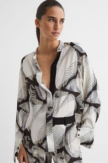 Блуза Бекки с абстрактным принтом часть комплекта Reiss, черный