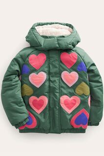 Утепленное пальто с аппликацией Boden, зеленый