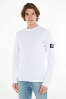 Белая футболка с вафельной фактурой и монограммой Calvin Klein Jeans, белый