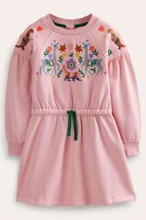 Платье-толстовка с вышивкой Boden, розовый
