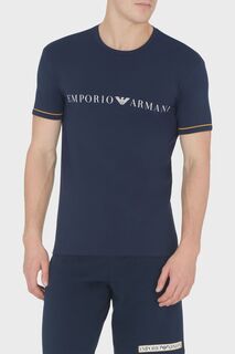 Футболка трапециевидной формы с логотипом в стиле боди Emporio Armani, синий