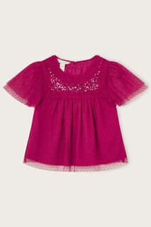 Розовая блузка для вечеринки украшенная пайетками Monsoon, розовый