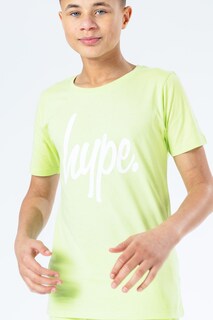 Зеленая детская футболка с яркой надписью Hype, зеленый