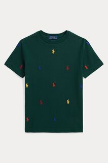 Зеленая сетчатая футболка для мальчиков с логотипом Polo Ralph Lauren, зеленый